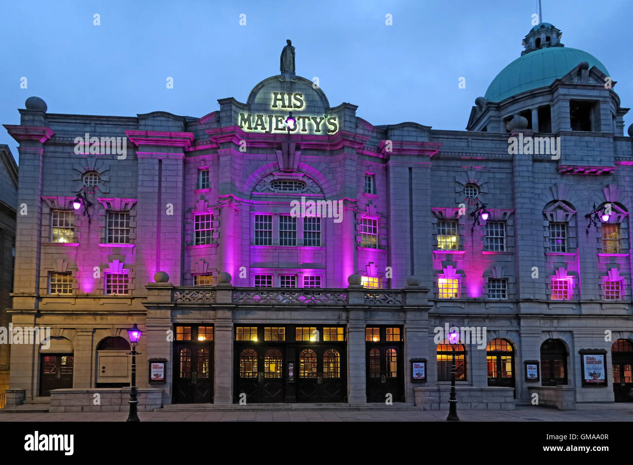 His Majestys Theatre, Aberdeen City Centre, Scotland, UK at night Stock Photo