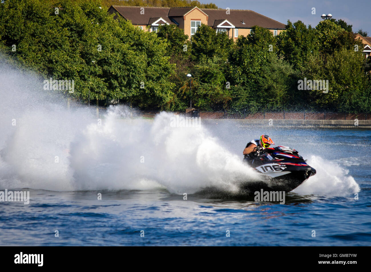 Jet ski championship Lakeside Doncaster speed and splashes Stock Photo