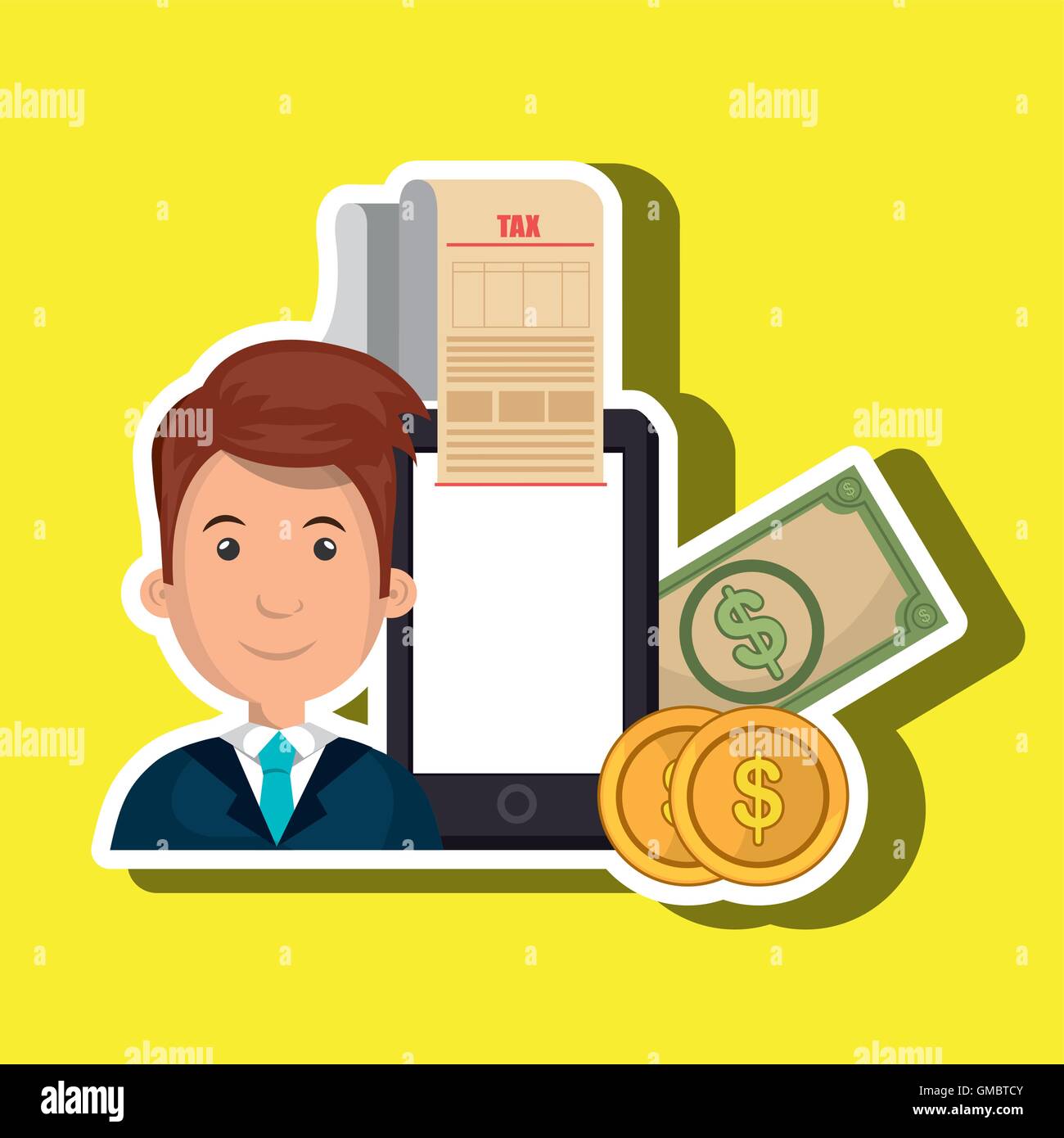 Taxes man vector tax paper hi-res stock photography and images - Alamy