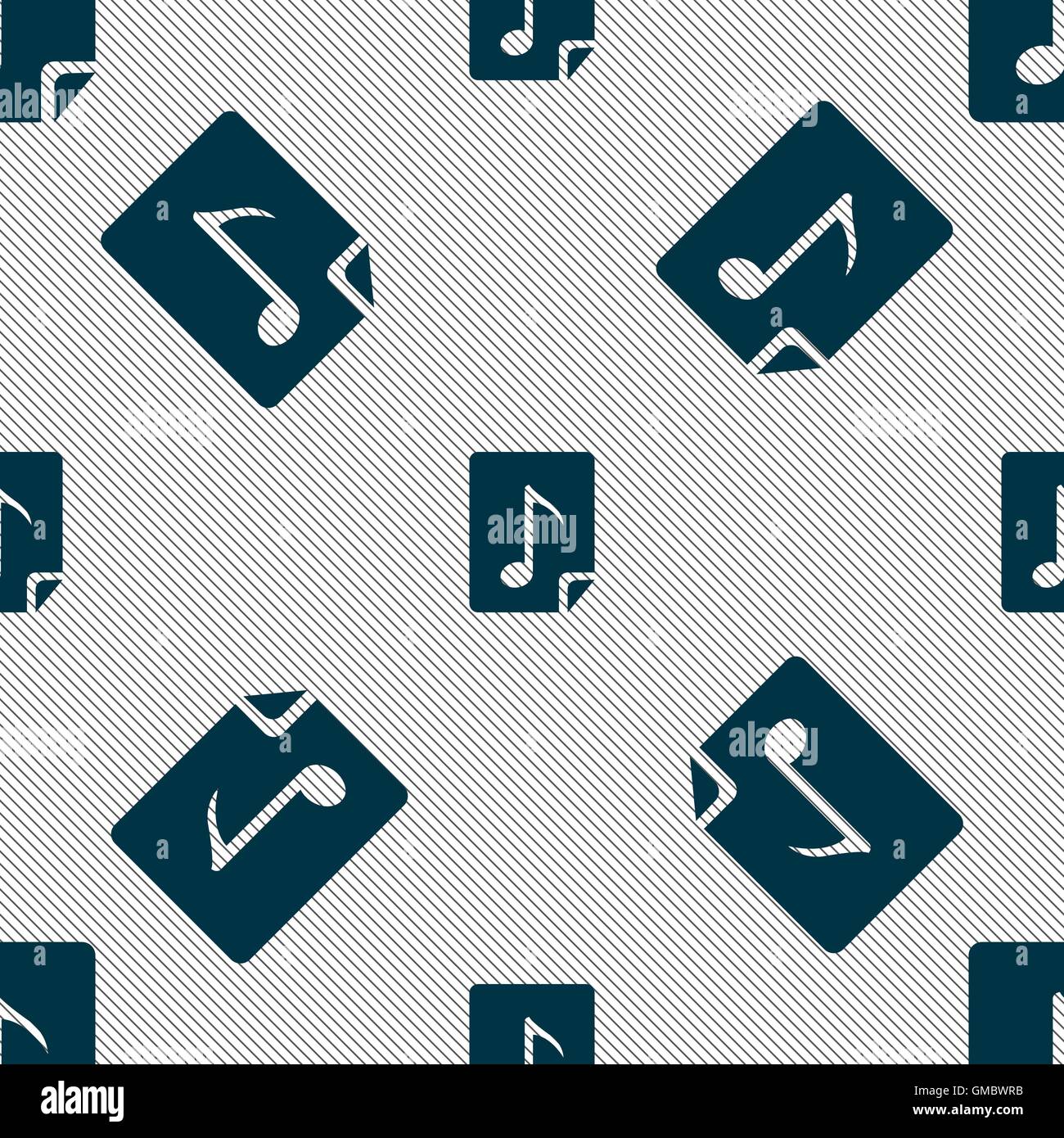 Audio, MP3 file icon sign. Seamless pattern with geometric texture. Vector Stock Vector