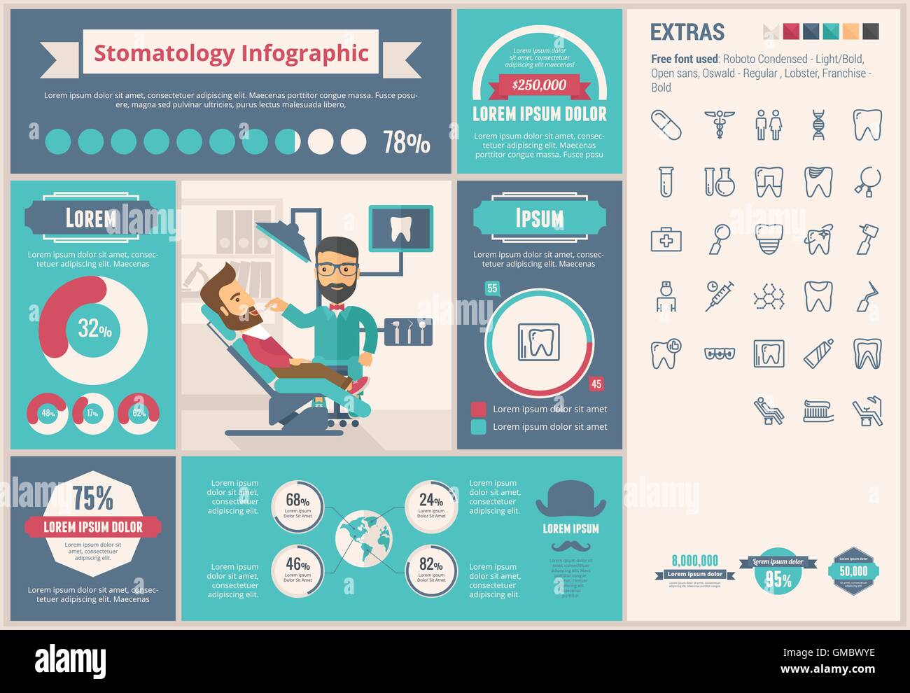 Stomatology flat design Infographic Template Stock Vector Image & Art ...