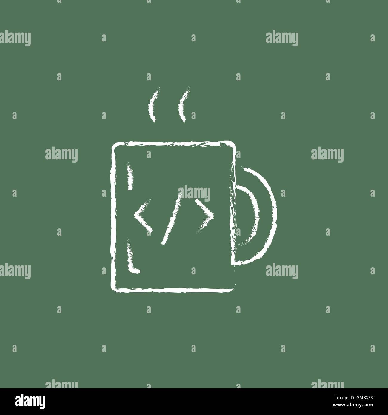 Cup of coffee with a code sign icon drawn in chalk Stock Vector Image ...