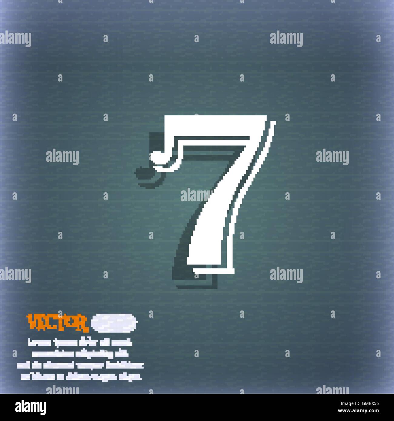 number seven icon sign. On the blue-green abstract background with ...