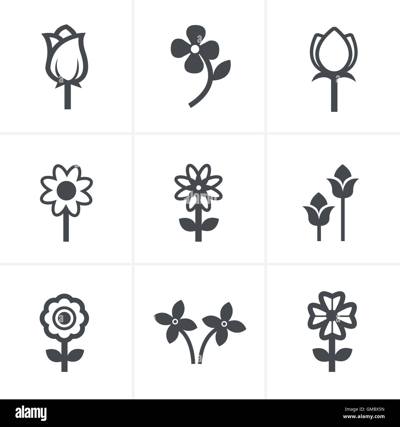 Vector Flower icon set Stock Vector Image & Art Alamy