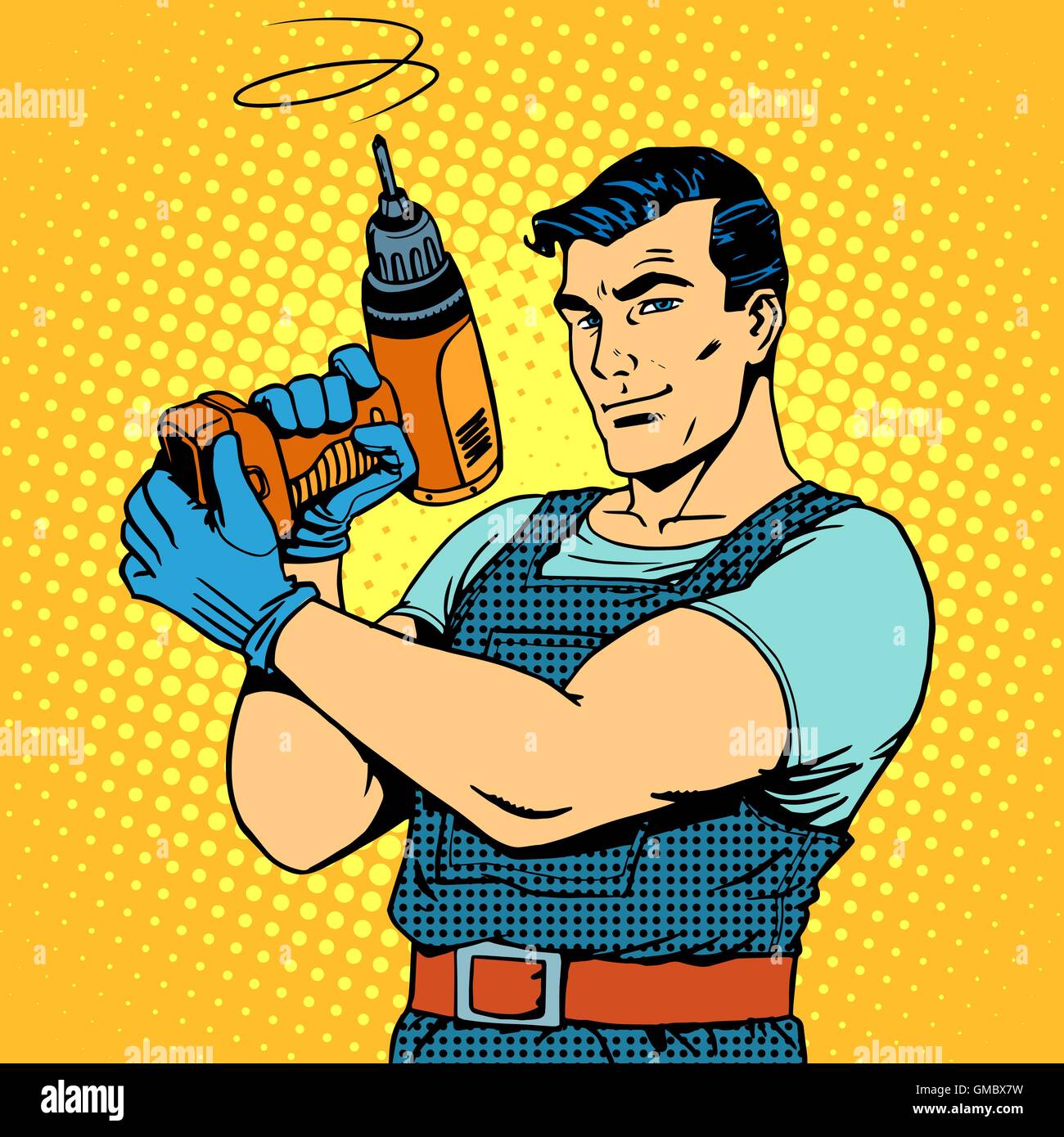 Repair work with a drill Stock Vector