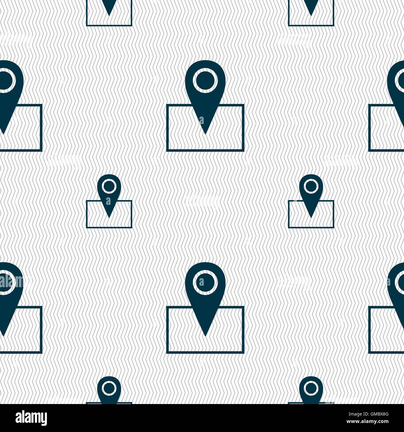 Map pointer icon sign. Seamless pattern with geometric texture. Vector ...