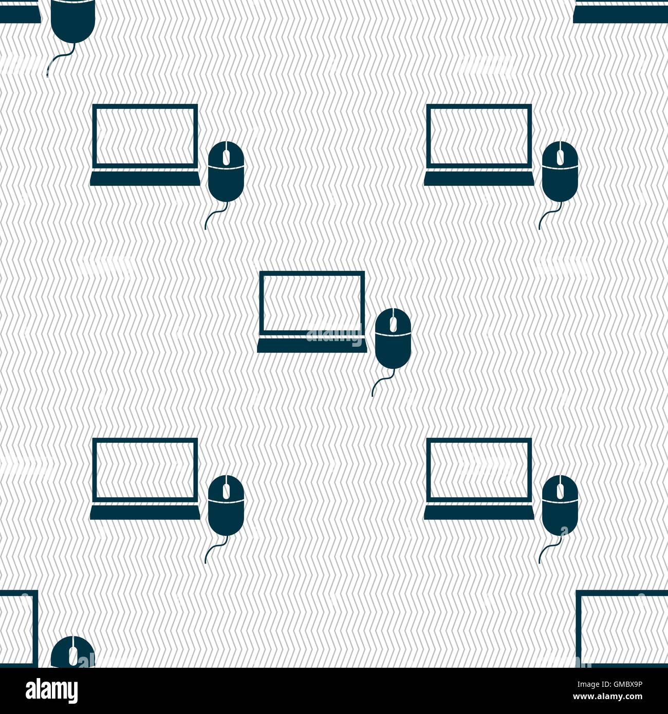 Computer widescreen monitor, mouse sign icon. Seamless abstract ...