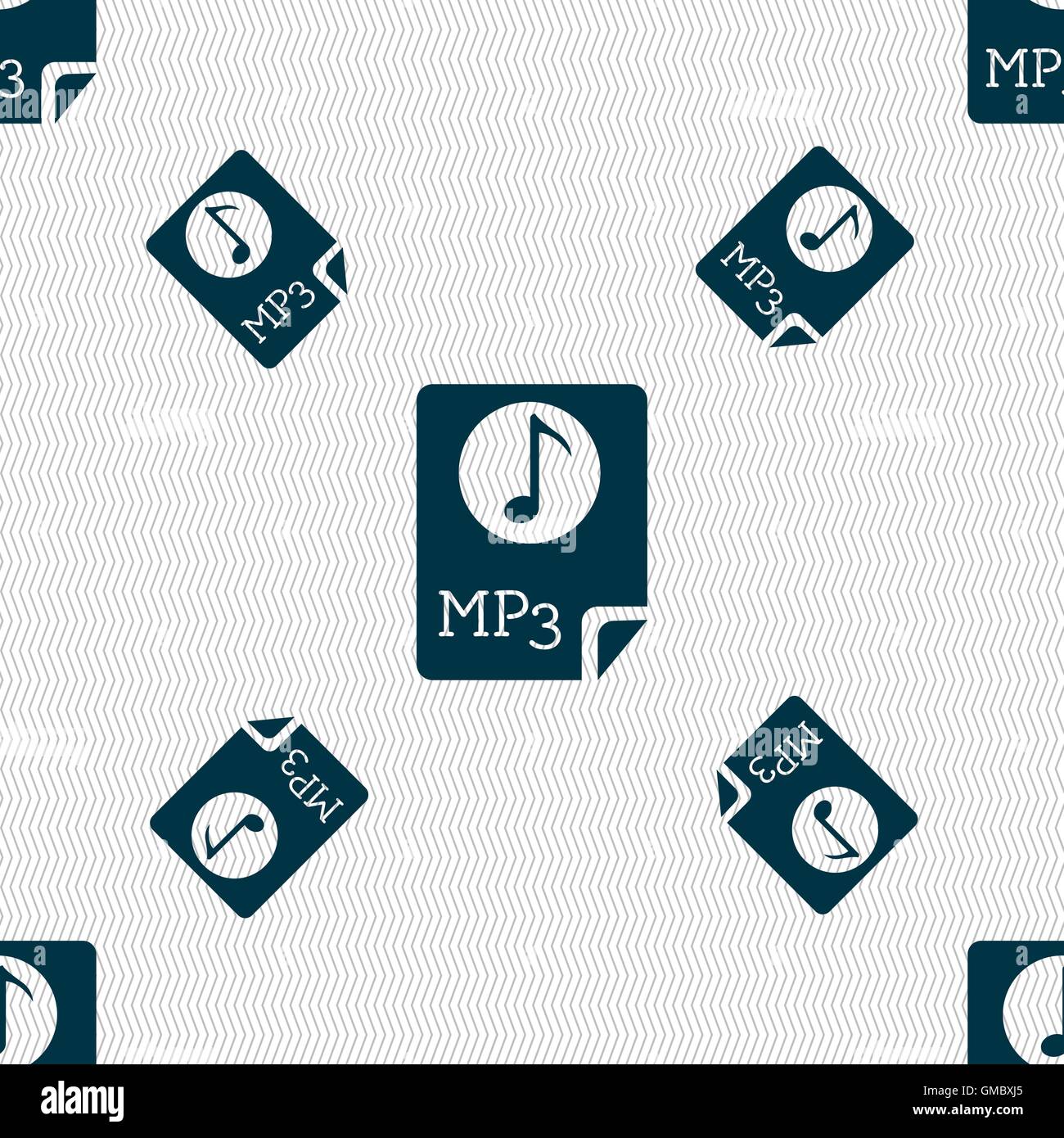 Audio, MP3 file icon sign. Seamless pattern with geometric texture. Vector Stock Vector