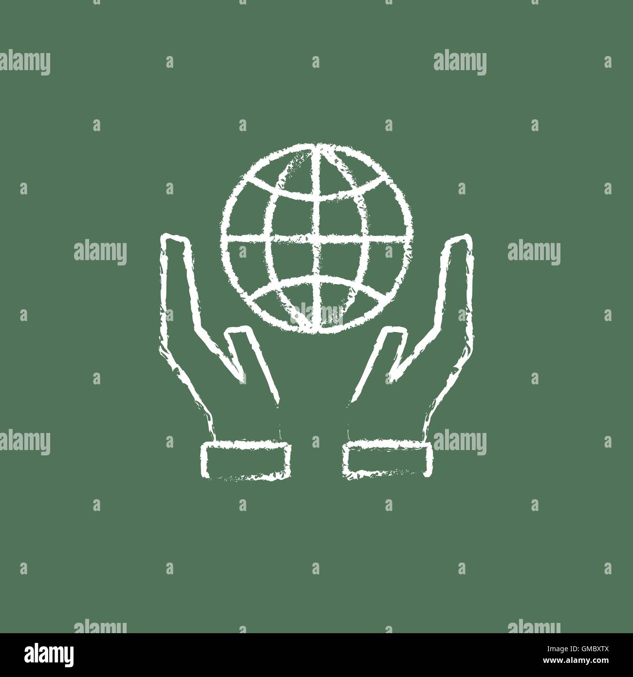 Two hands holding globe icon drawn in chalk Stock Vector Image & Art ...