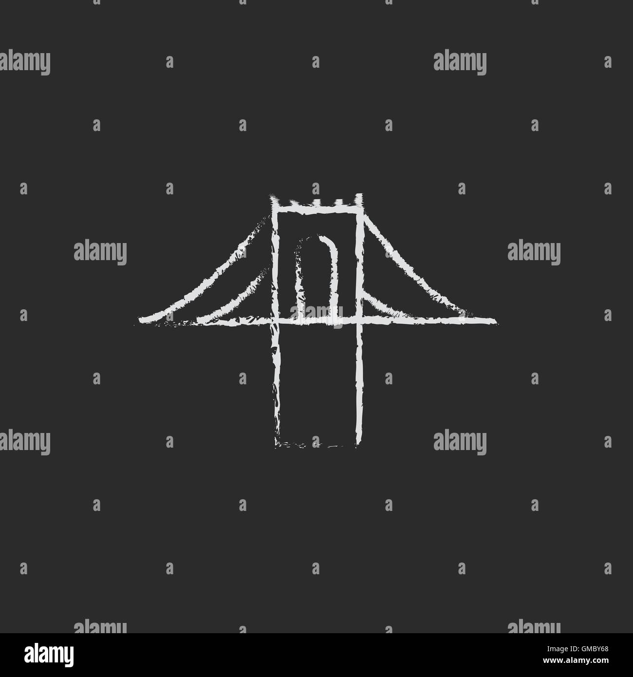 Bridge icon drawn in chalk. Stock Vector