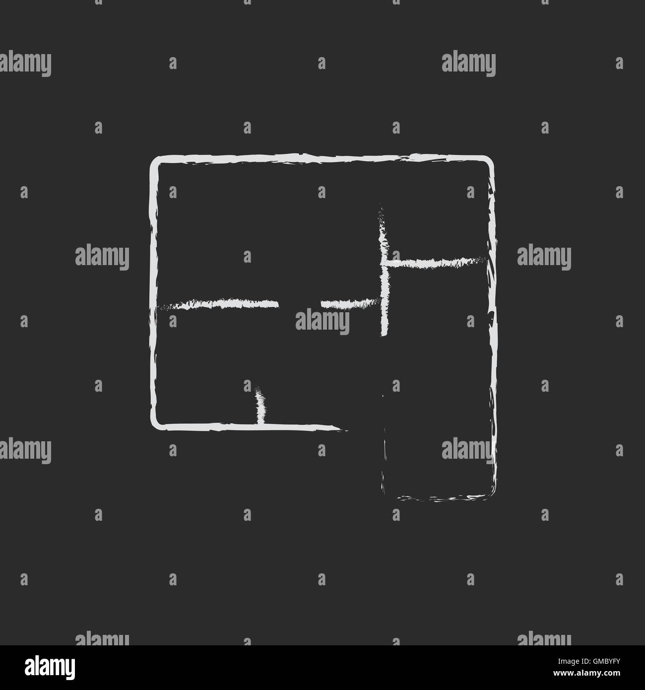 Layout of the house icon drawn in chalk. Stock Vector
