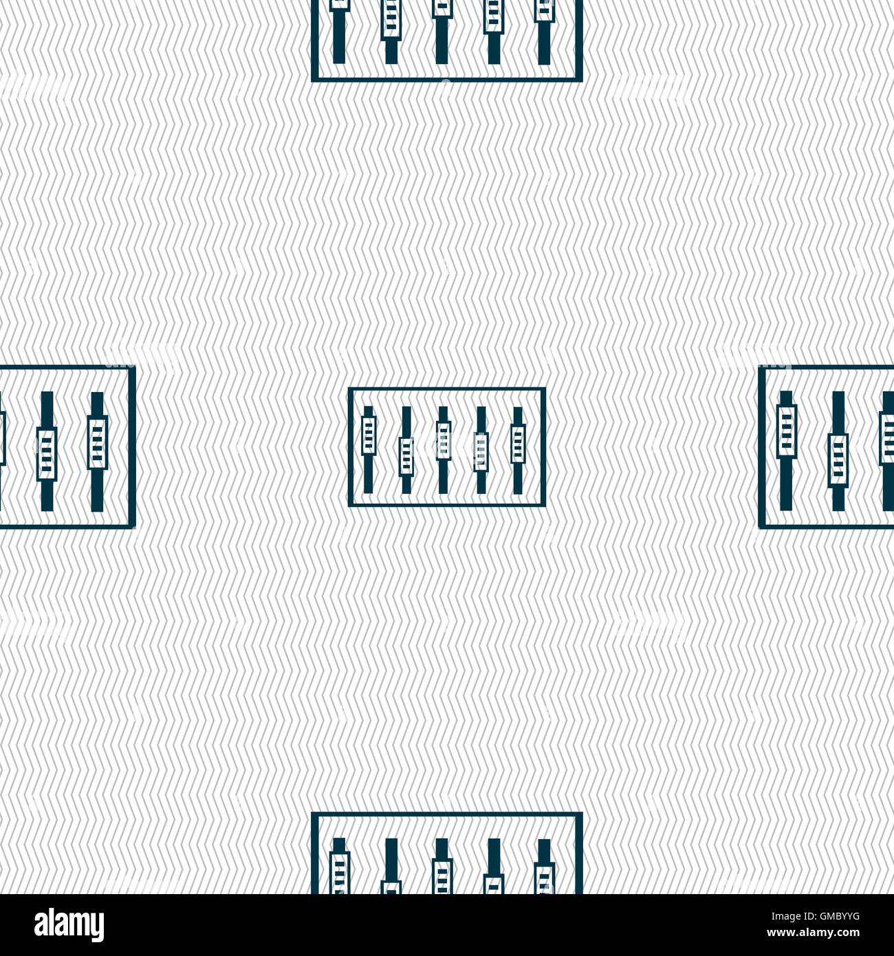 Dj console mix handles and buttons, level icons. Seamless abstract ...