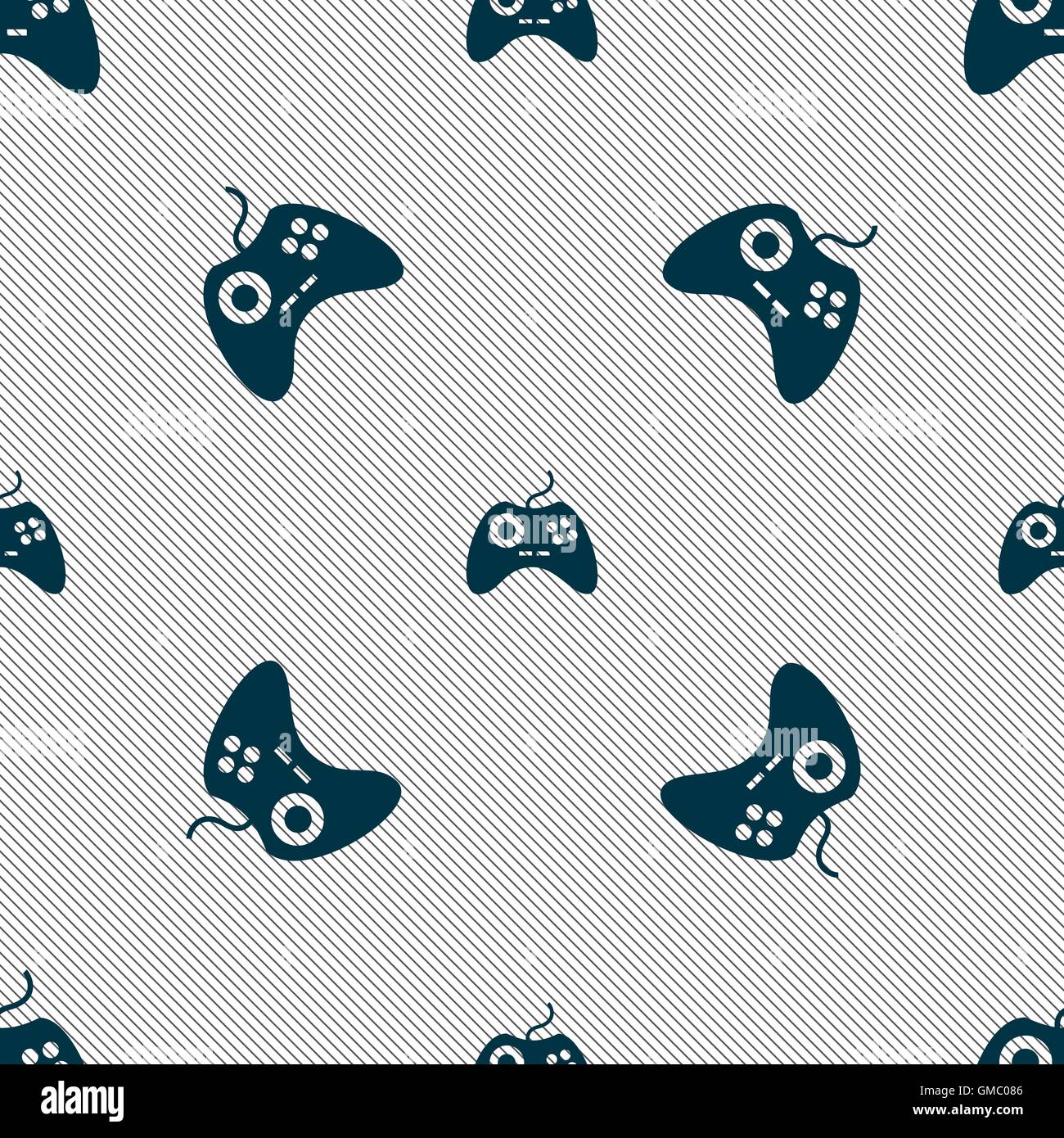 Joystick sign icon. Video game symbol. Seamless pattern with geometric ...