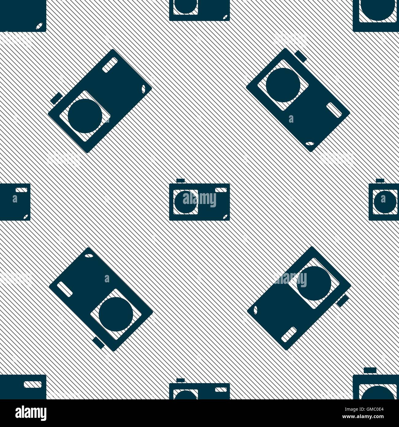 Photo camera sign icon. Digital symbol. Seamless pattern with geometric ...