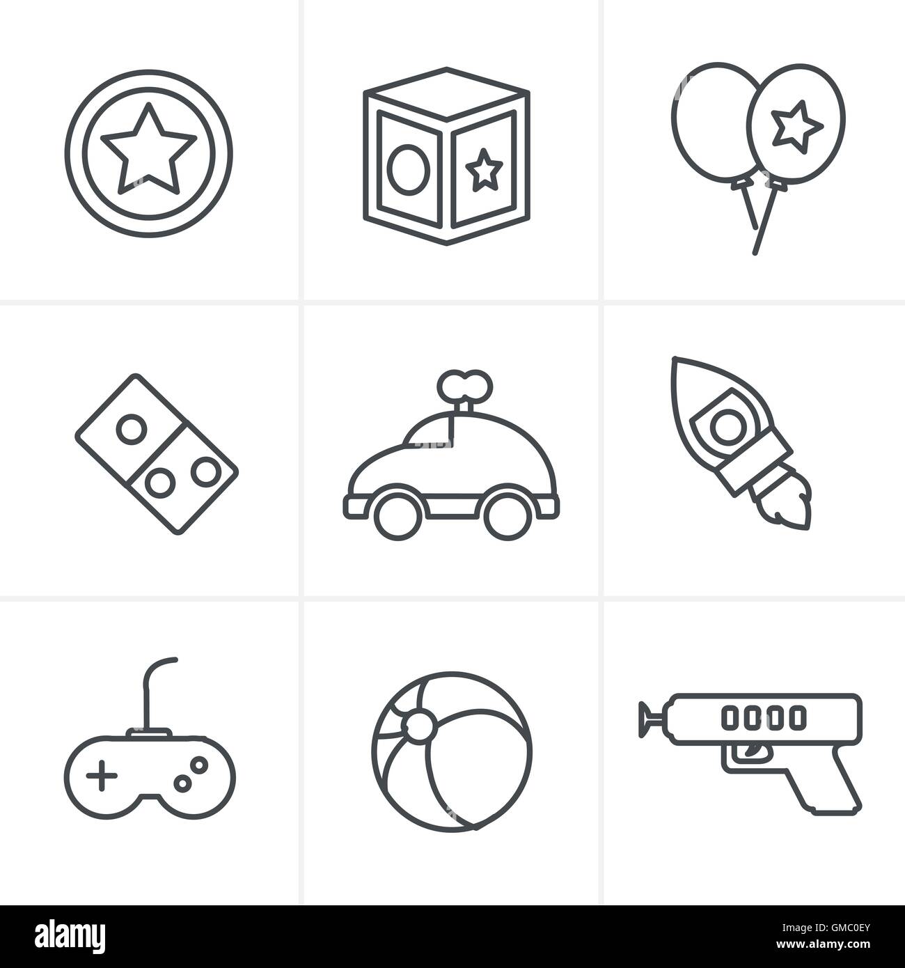 Line Icons Style  toy icons, mono vector symbols Stock Vector