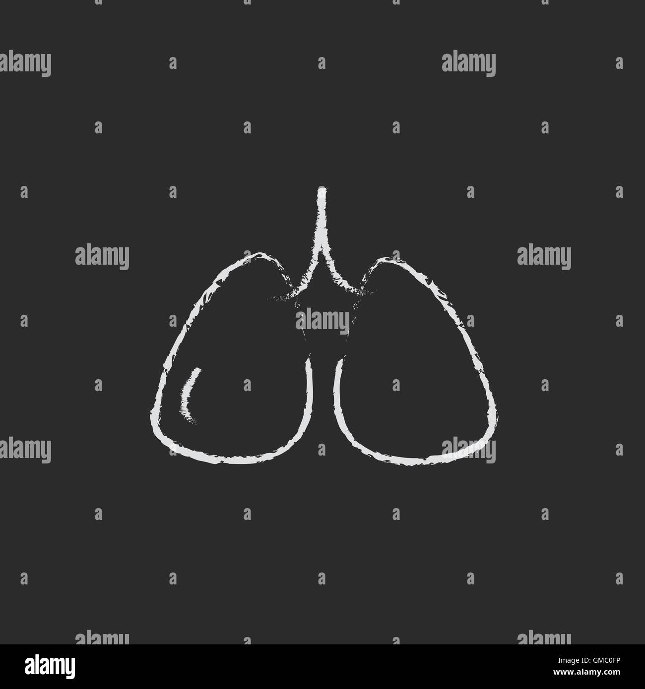 Lungs icon drawn in chalk. Stock Vector