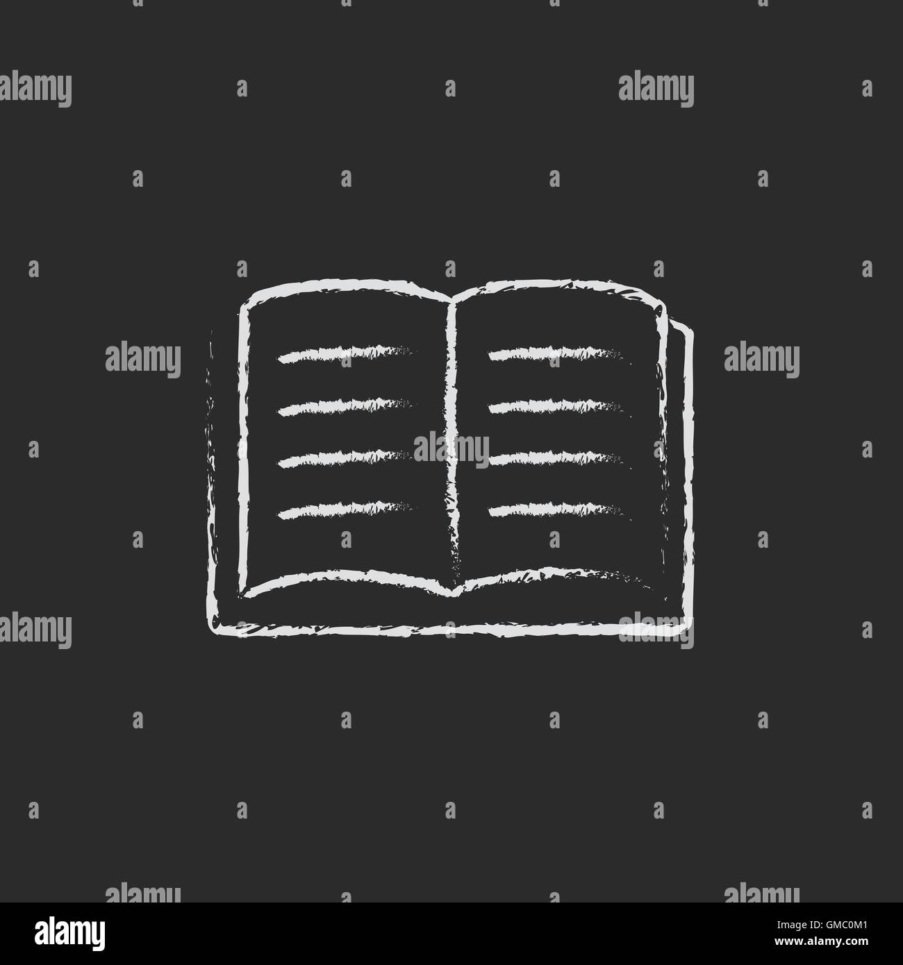Open book icon drawn in chalk. Stock Vector