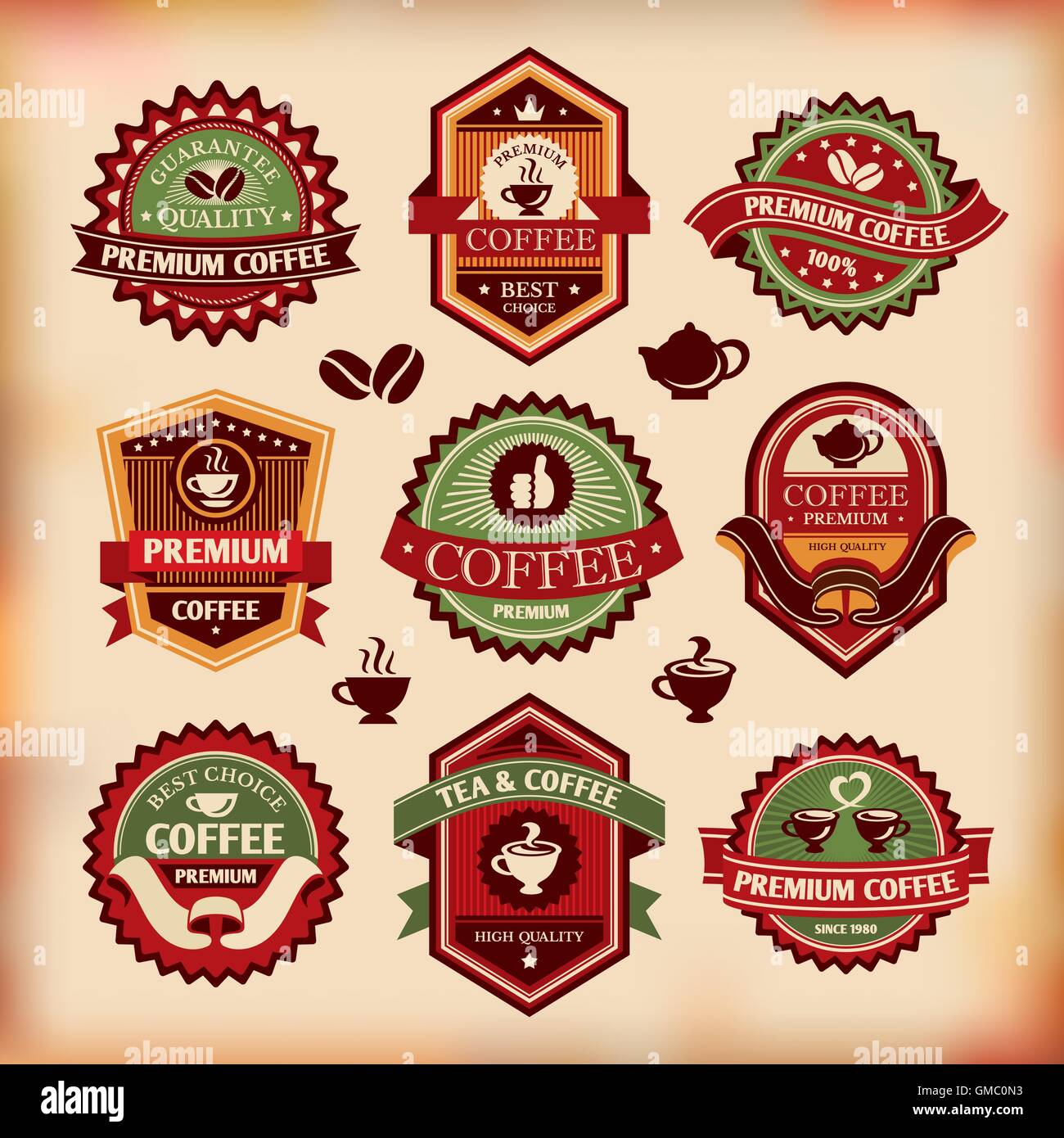 Set Of Vector Vintage Coffee Labels Stock Vector Image And Art Alamy