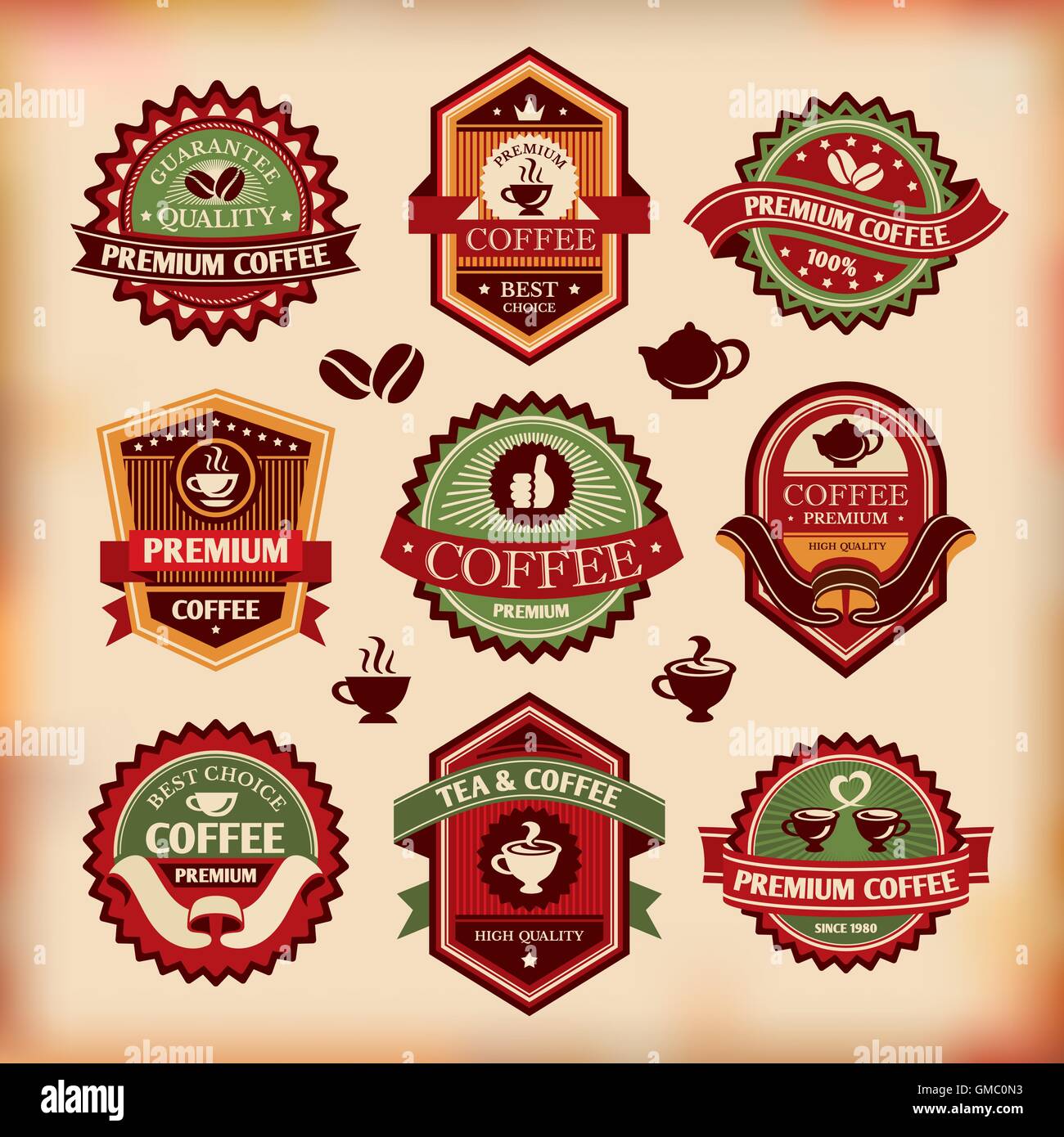 Set of vector vintage coffee labels Stock Vector Image & Art Alamy