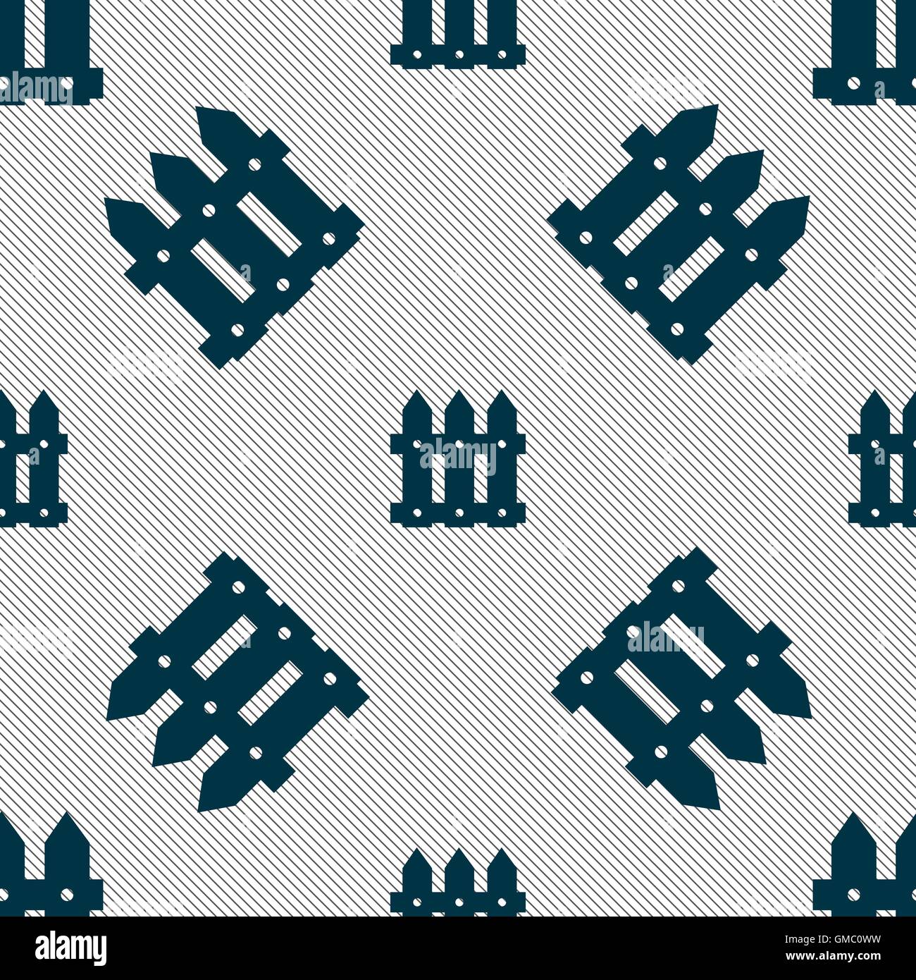 Fence icon sign. Seamless pattern with geometric texture. Vector Stock ...