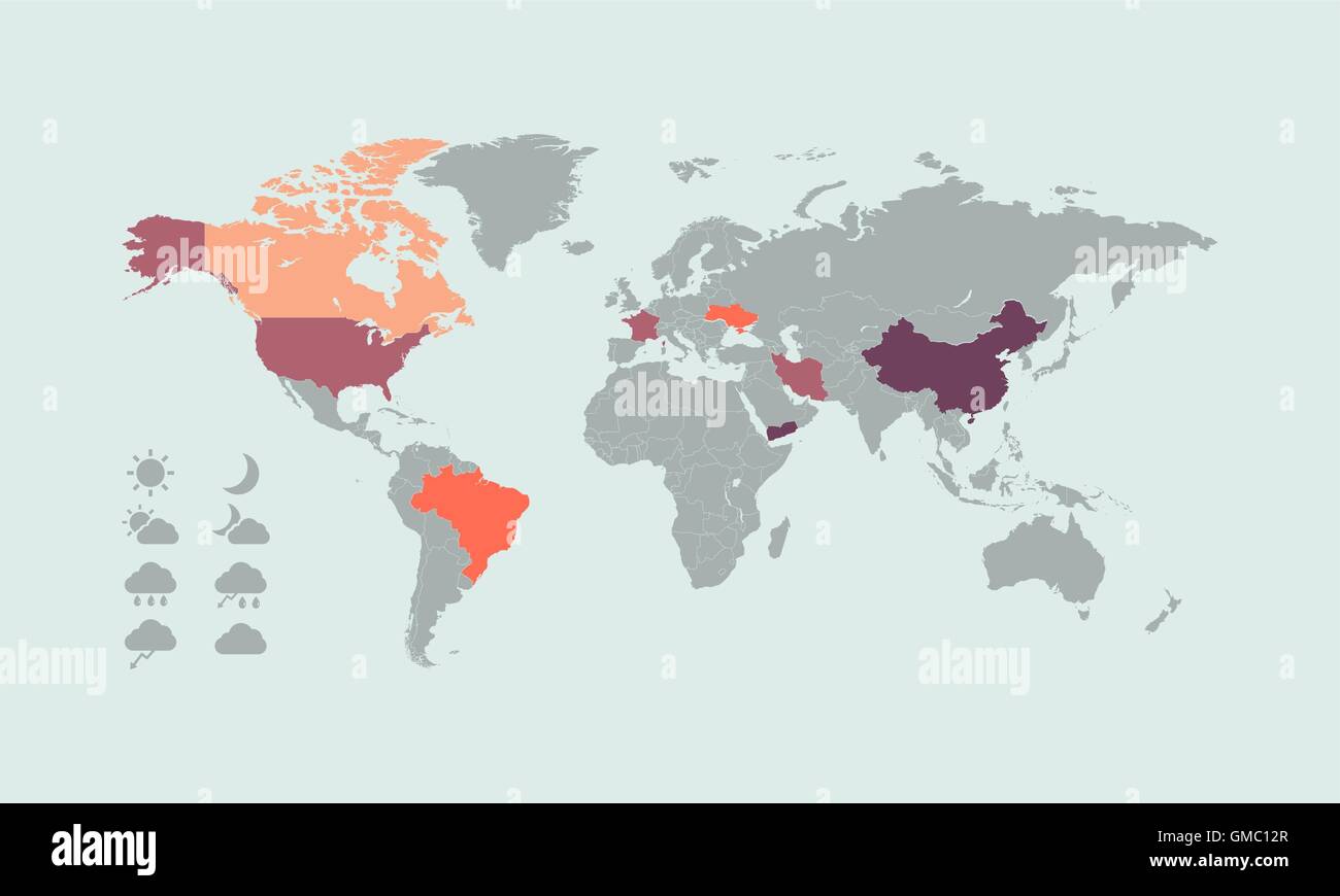 World map brown orange hi-res stock photography and images - Alamy
