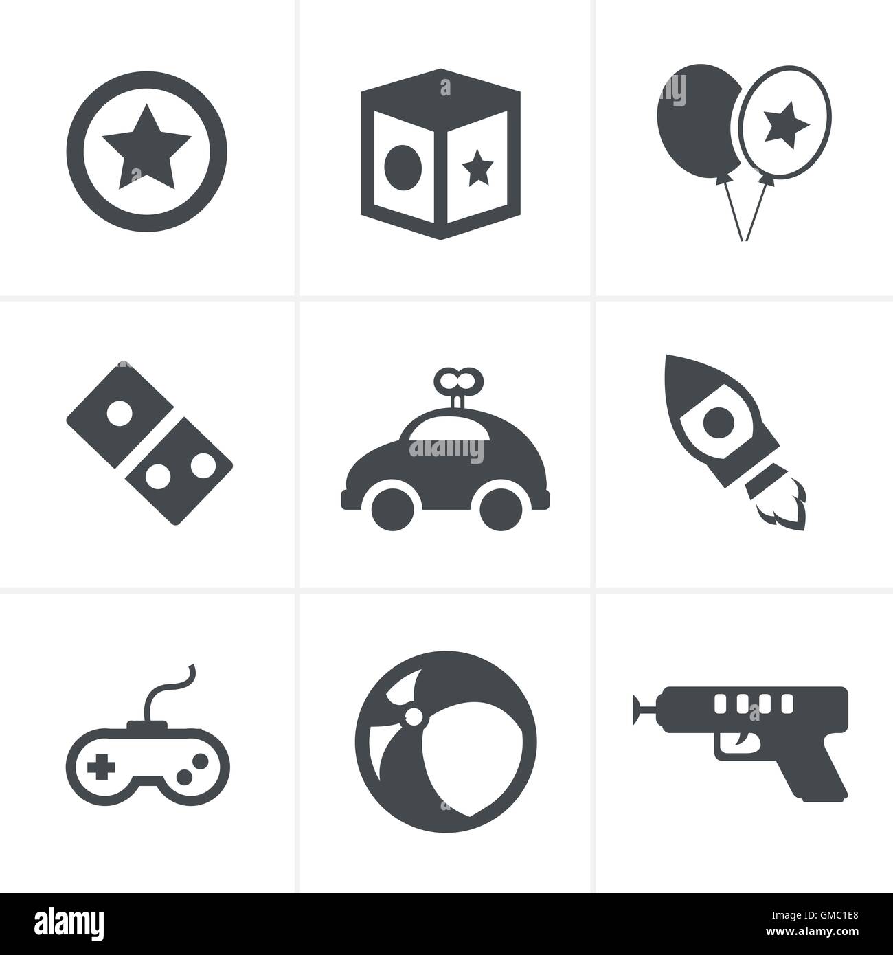 toy icons, mono vector symbols Stock Vector
