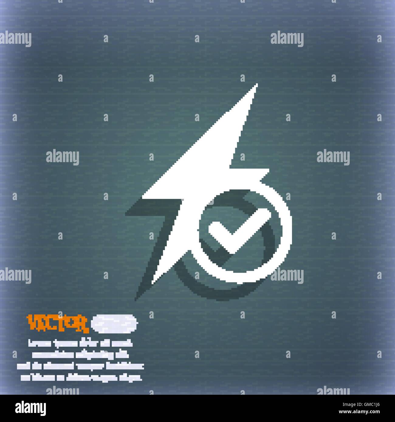 Photo flash icon sign. On the blue-green abstract background with ...