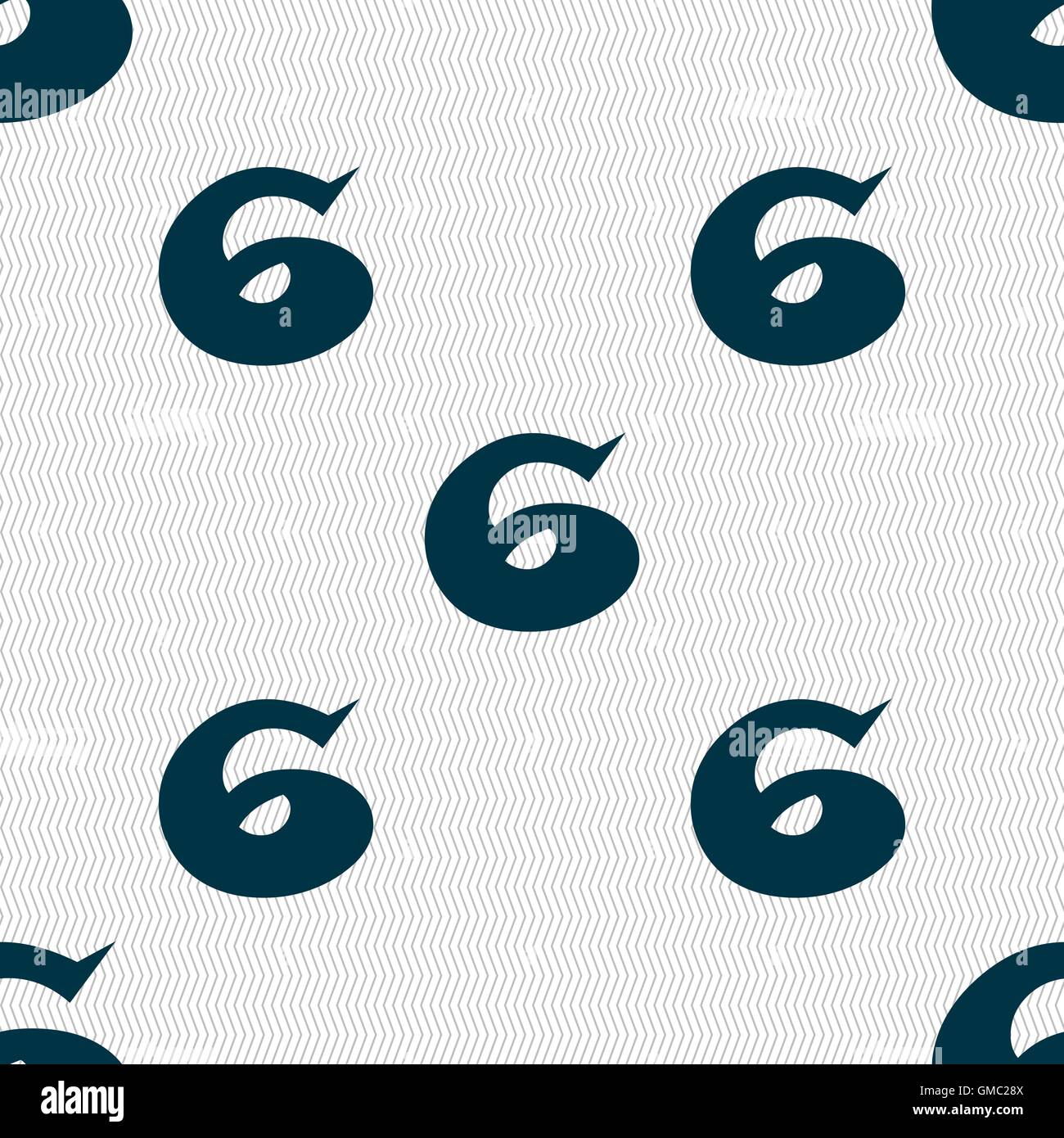 number six icon sign. Seamless abstract background with geometric ...