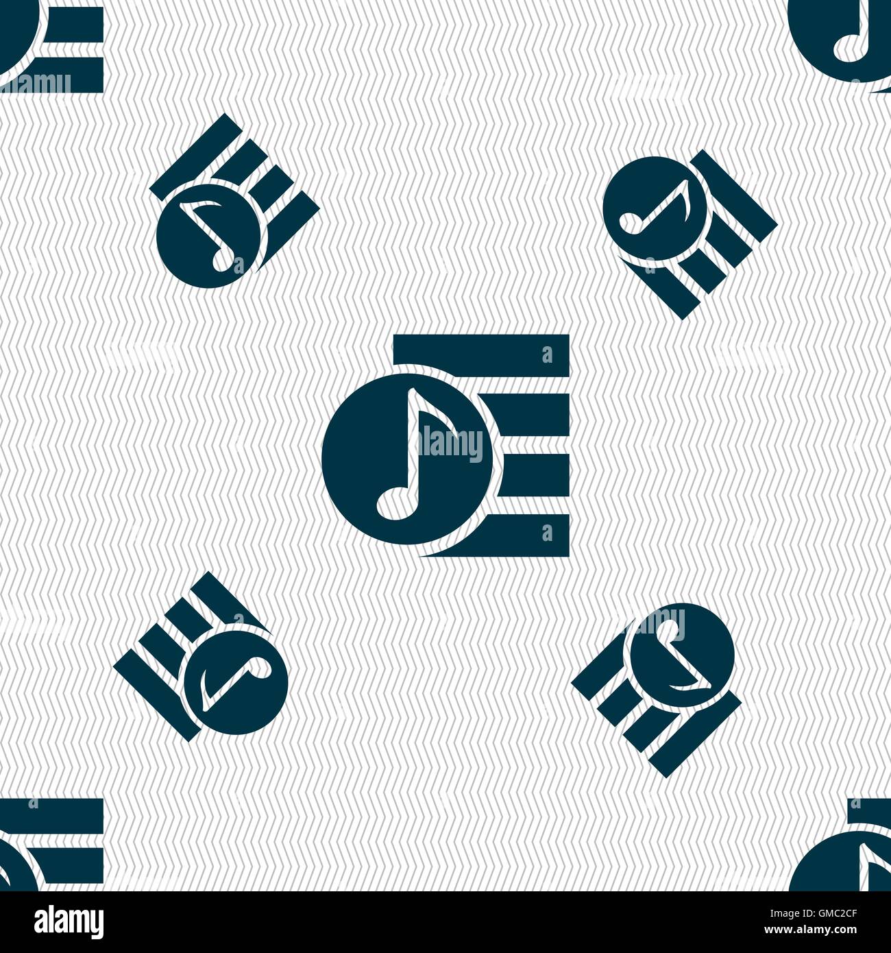 Audio, MP3 file icon sign. Seamless pattern with geometric texture. Vector Stock Vector