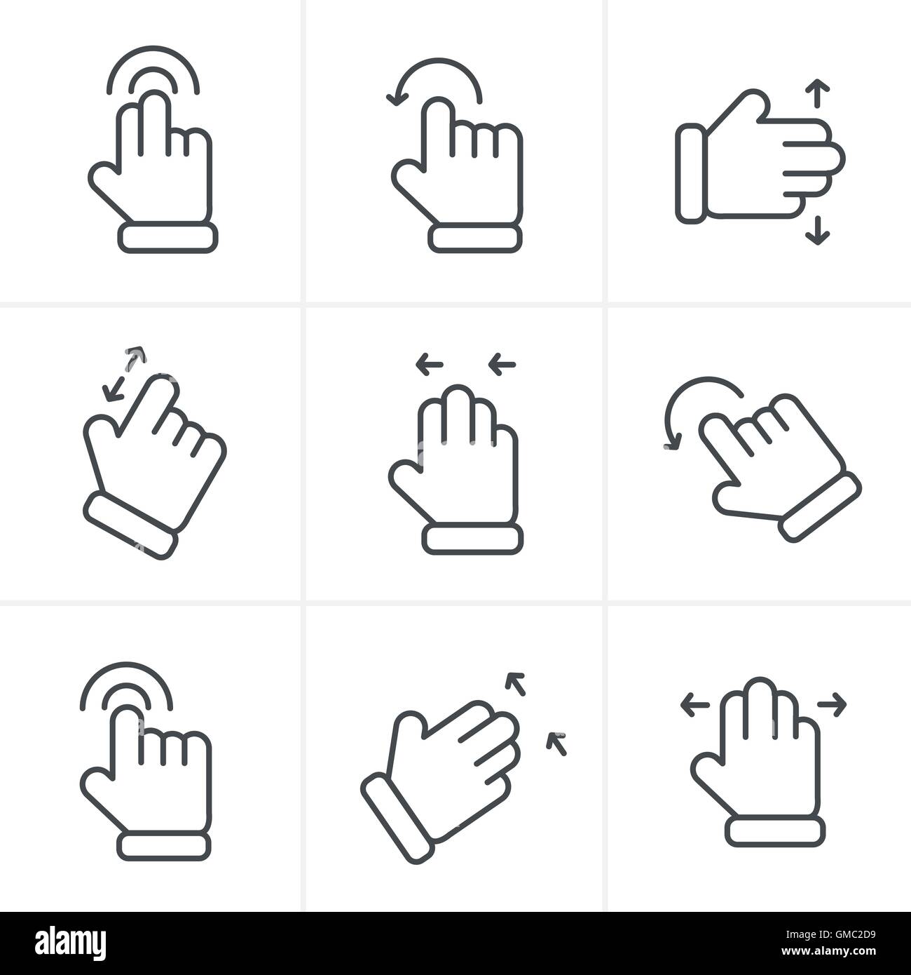 Line Icons Style Basic human gestures using modern digital devic Stock ...