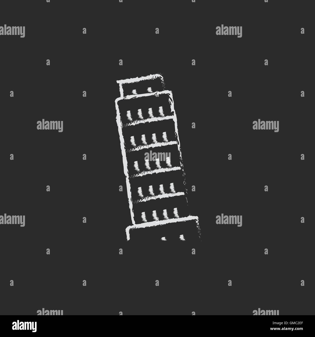 Leaning Tower of Pisa icon drawn in chalk. Stock Vector
