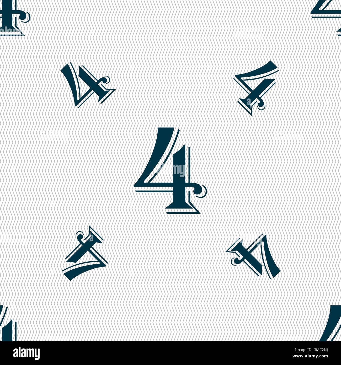 number four icon sign. Seamless pattern with geometric texture. Vector ...