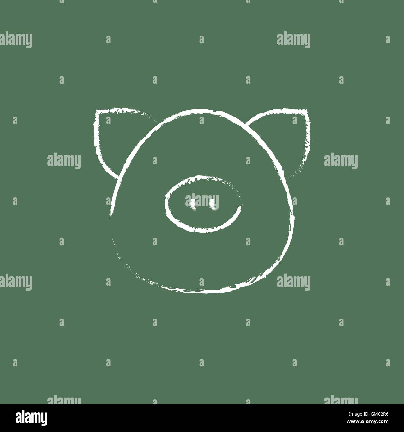 Pig head icon drawn in chalk. Stock Vector