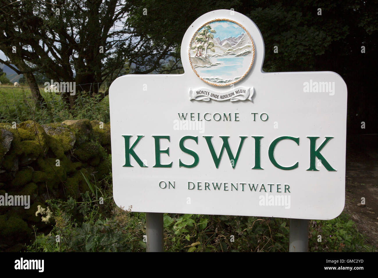 Keswick Town Sign, Lake District, England, UK Stock Photo Alamy