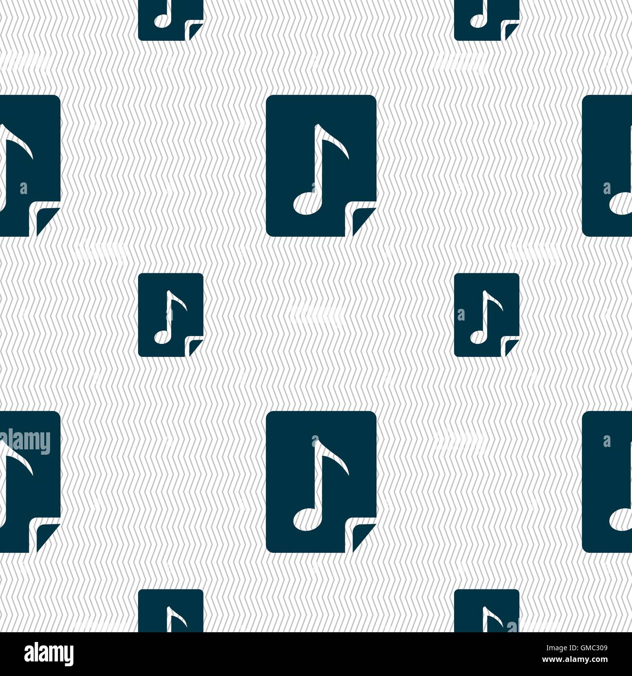Audio, MP3 file icon sign. Seamless pattern with geometric texture. Vector Stock Vector