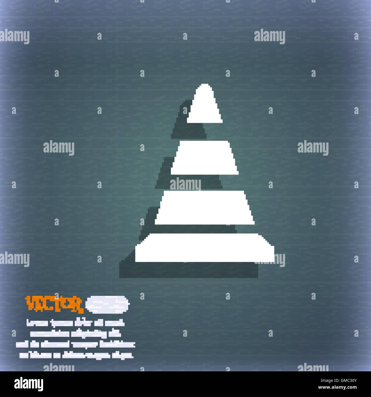 road cone icon. On the blue-green abstract background with shadow and ...