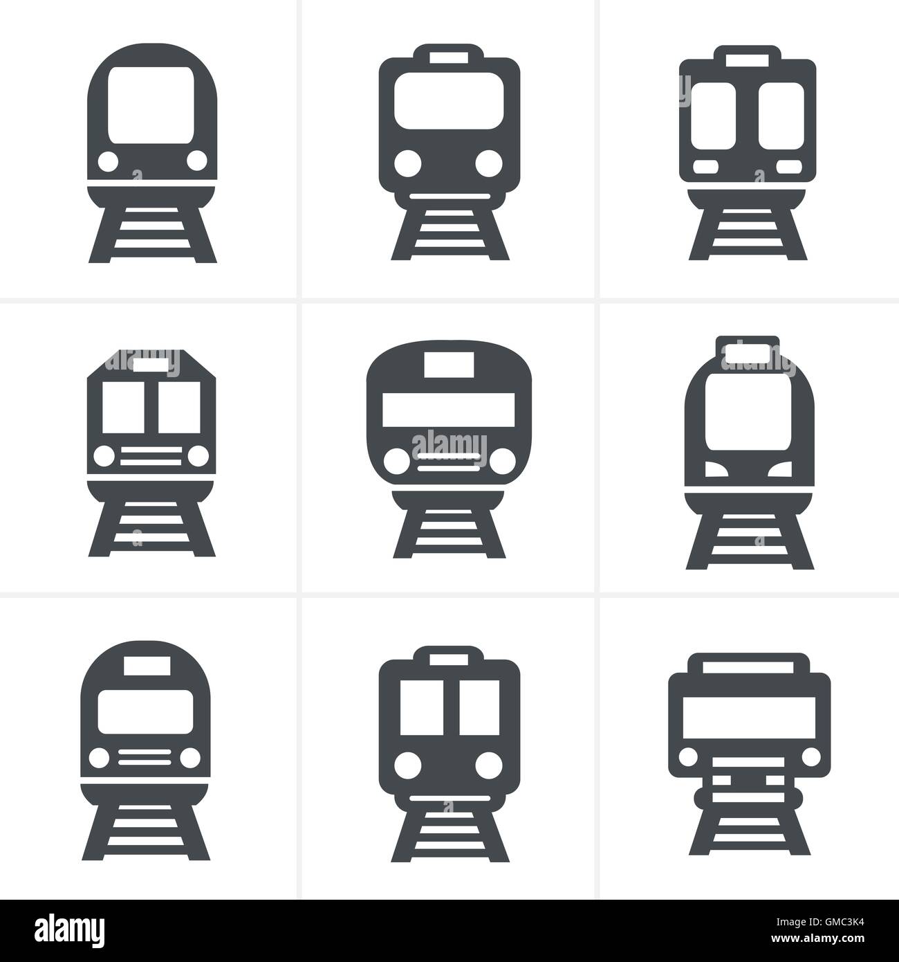 Set of transport icons - Train and Tram, vector illustration Stock Vector