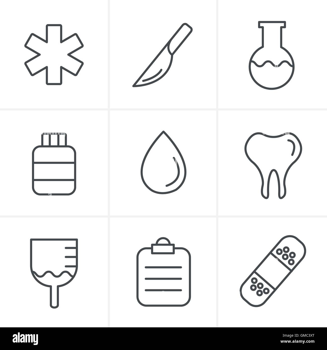 Line Icons Style  Medical icons vector set of health and medicin Stock Vector