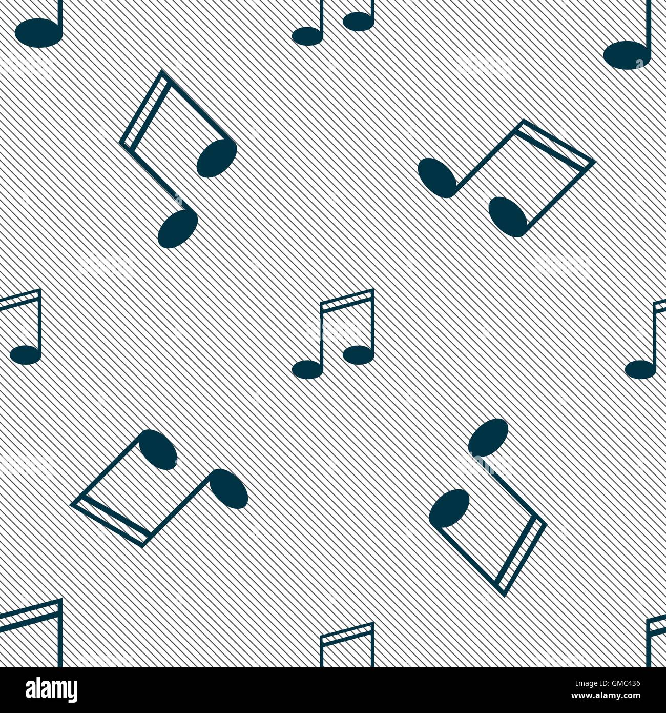 Music note sign icon. Musical symbol. Seamless pattern with geometric ...