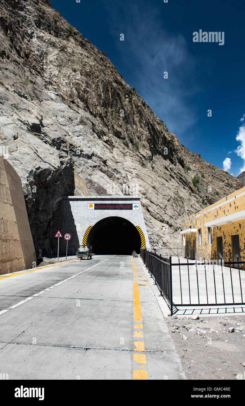 Entrance to Chinesebuilt tunnel by Attabad lake Stock Photo Alamy