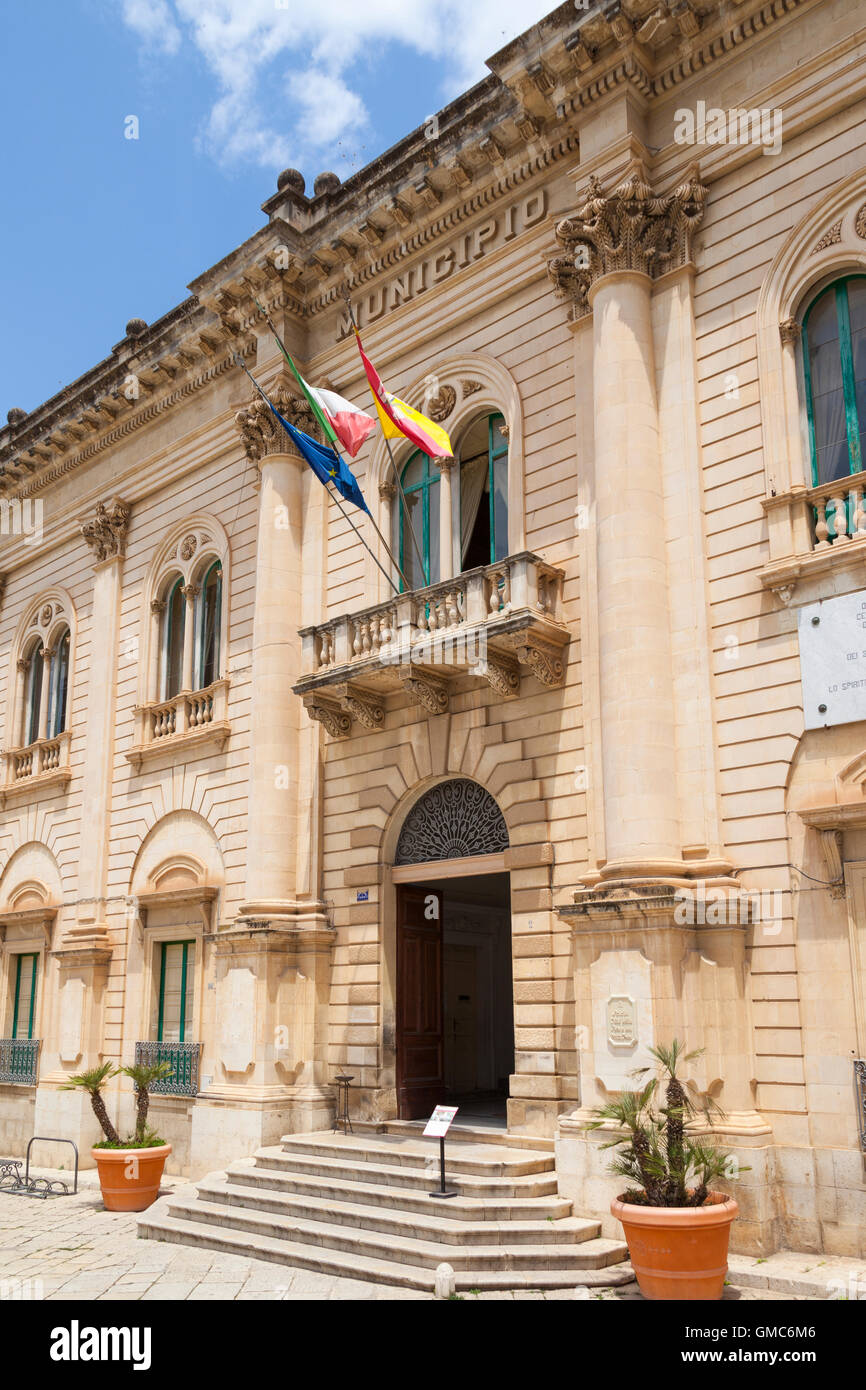 The Municipio, Town Hall, featured in Inspector Montalbano TV series, Scicli, Sicily, Italy Stock Photo