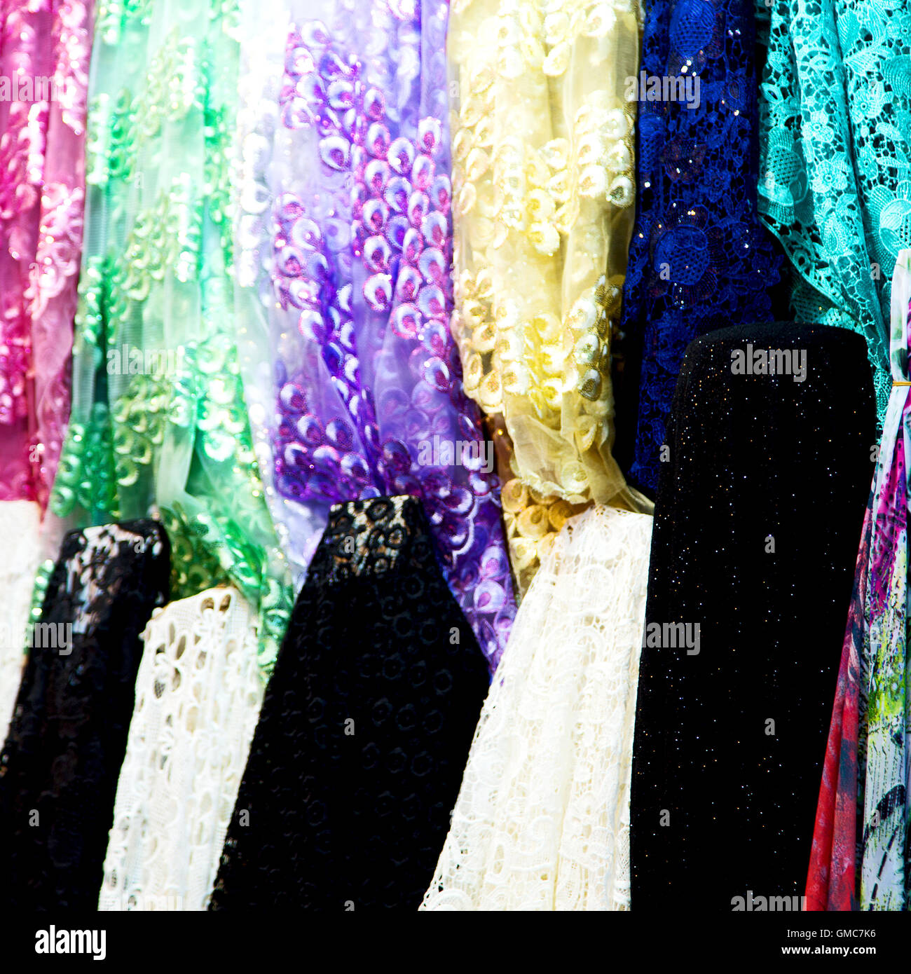 blur in iran scarf in a market texture abstract of colors and bazaar