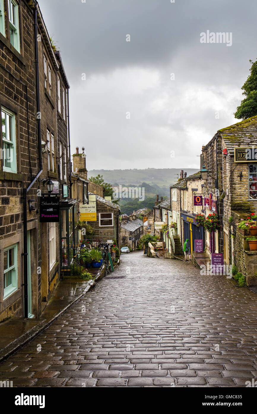 Main street in Haworth north Yorkshire Stock Photo Alamy