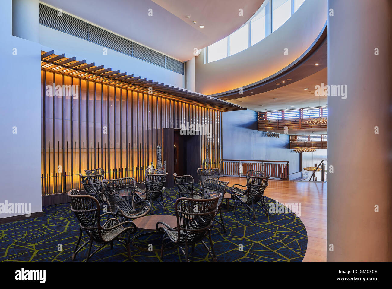 Restaurant entrance. Campbelltown Catholic Club Kyobi Restaurant + Lounge, Sydney, Australia. Architect: Scott Carver, 2016. Stock Photo