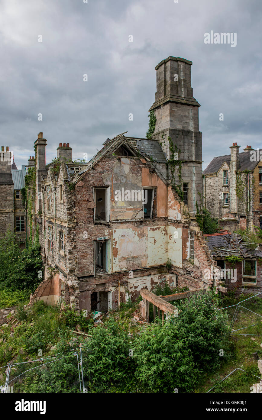 Now just ruins, the sad remains of Denbigh Asylum, Denbigh, Denbighshire, Wales, UK Stock Photo