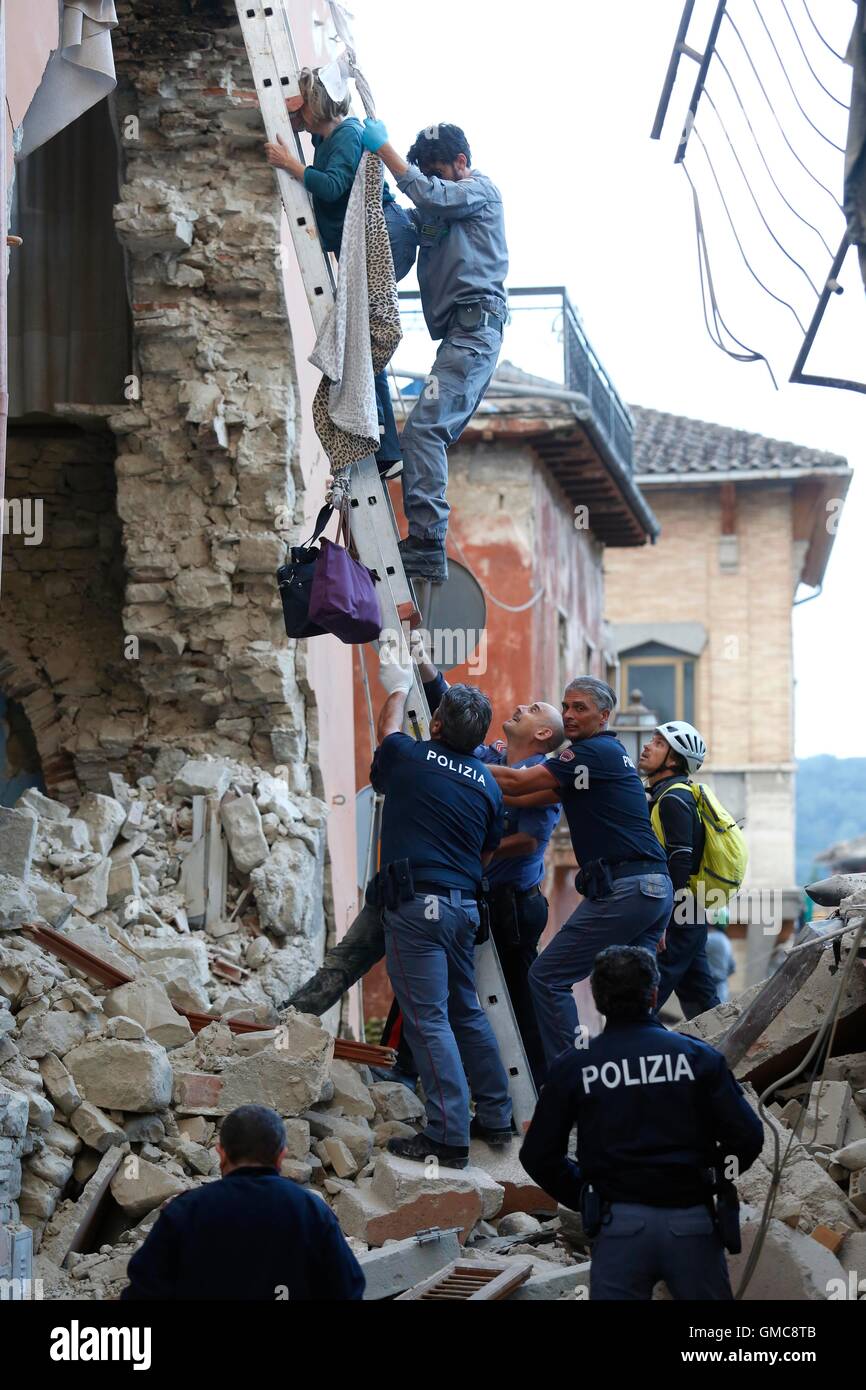 Europe, Italy, Amatrice,  August 24, 2016 : earthquake in Amatrice (Latium Region) 6.2 magnitude,killing and injuring many peopl Stock Photo