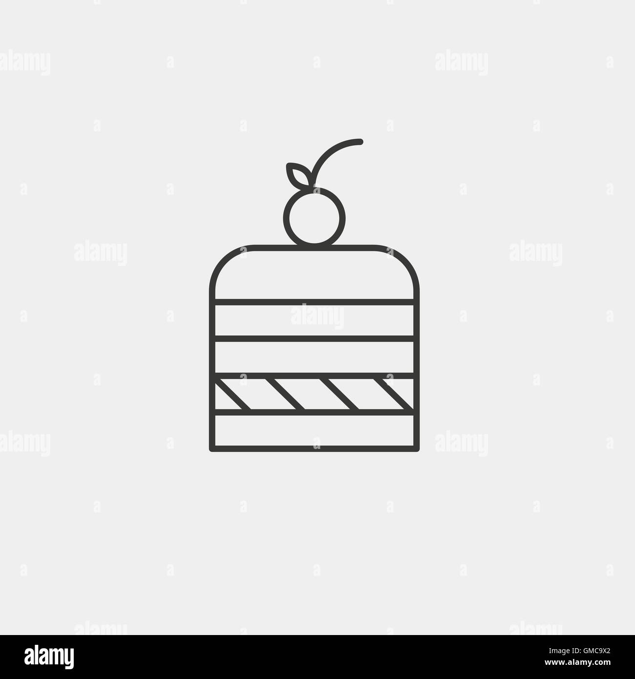 piece of cake icon in brown outline for illustration Stock Vector