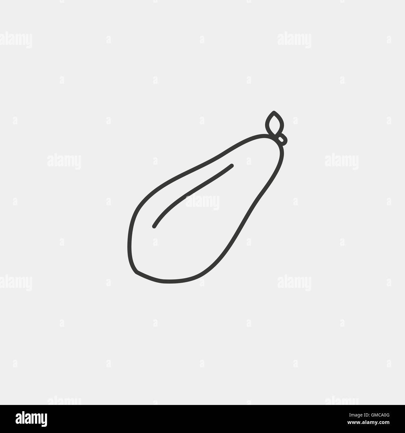 papaya icon of brown outline for illustration Stock Vector