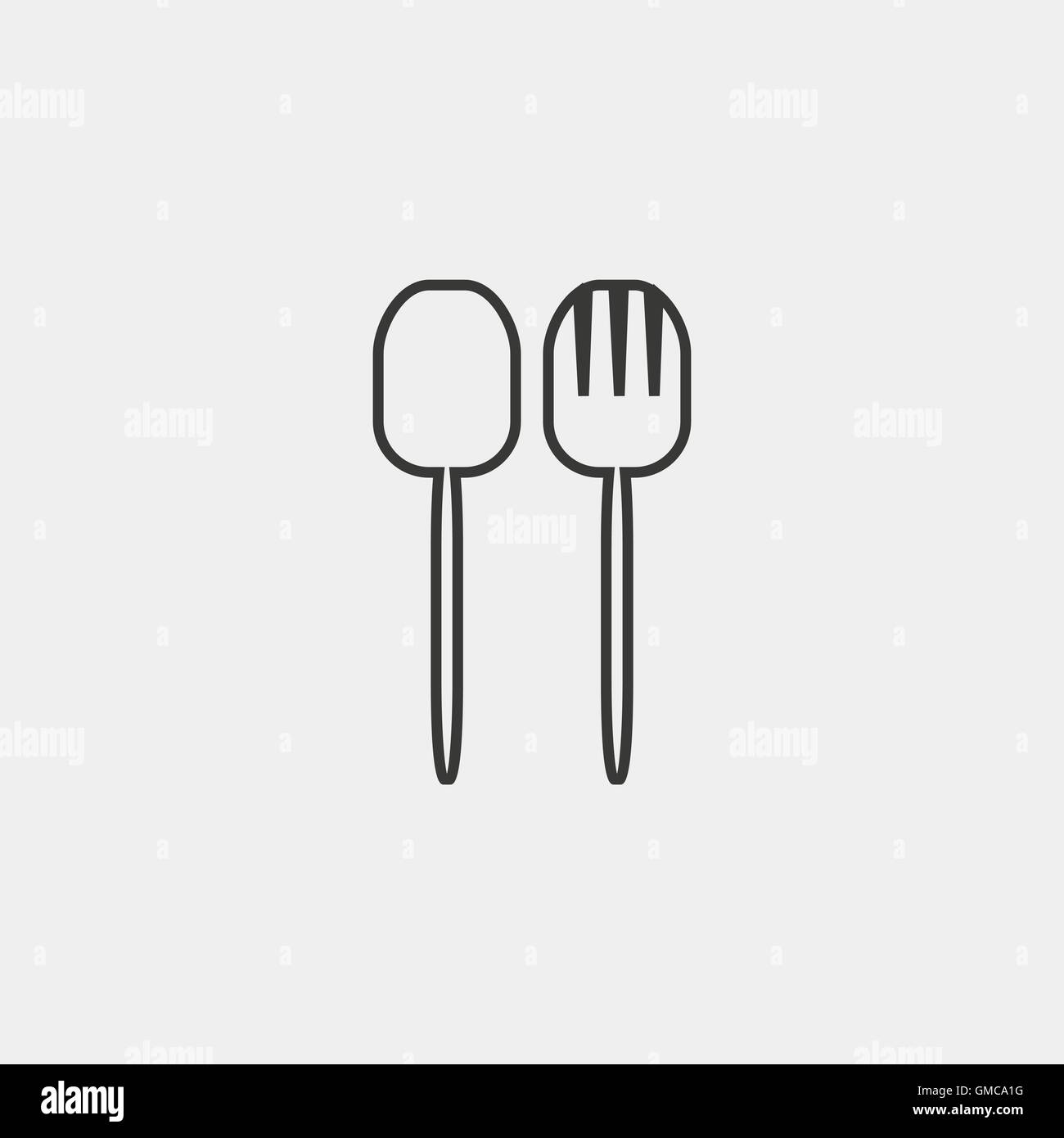 fork spoon icon of brown outline for illustration Stock Vector Image