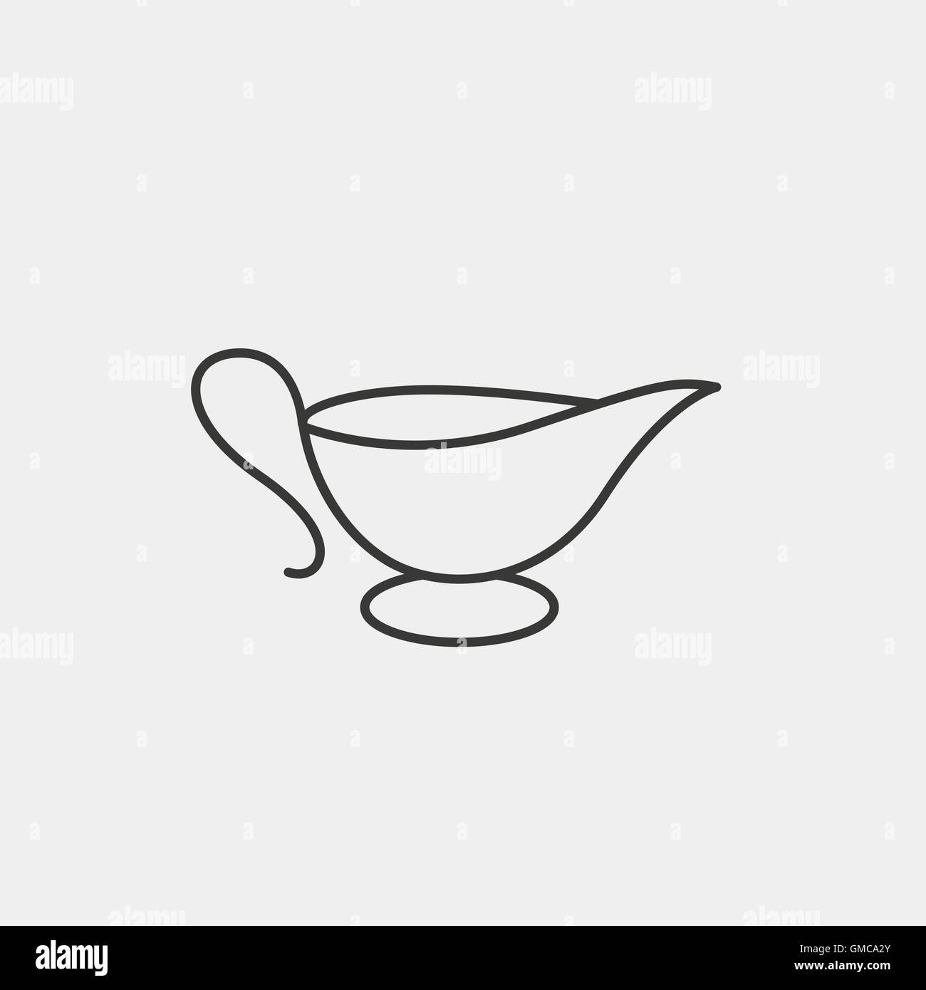 sauce boat icon icon of brown outline for illustration Stock Vector